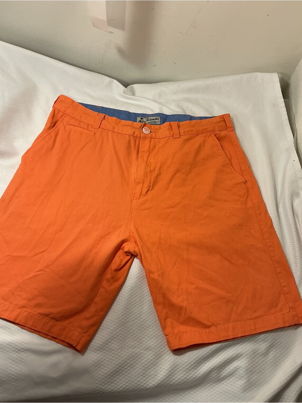 Lands' End Men's Orange Flat Front Cotton Shorts